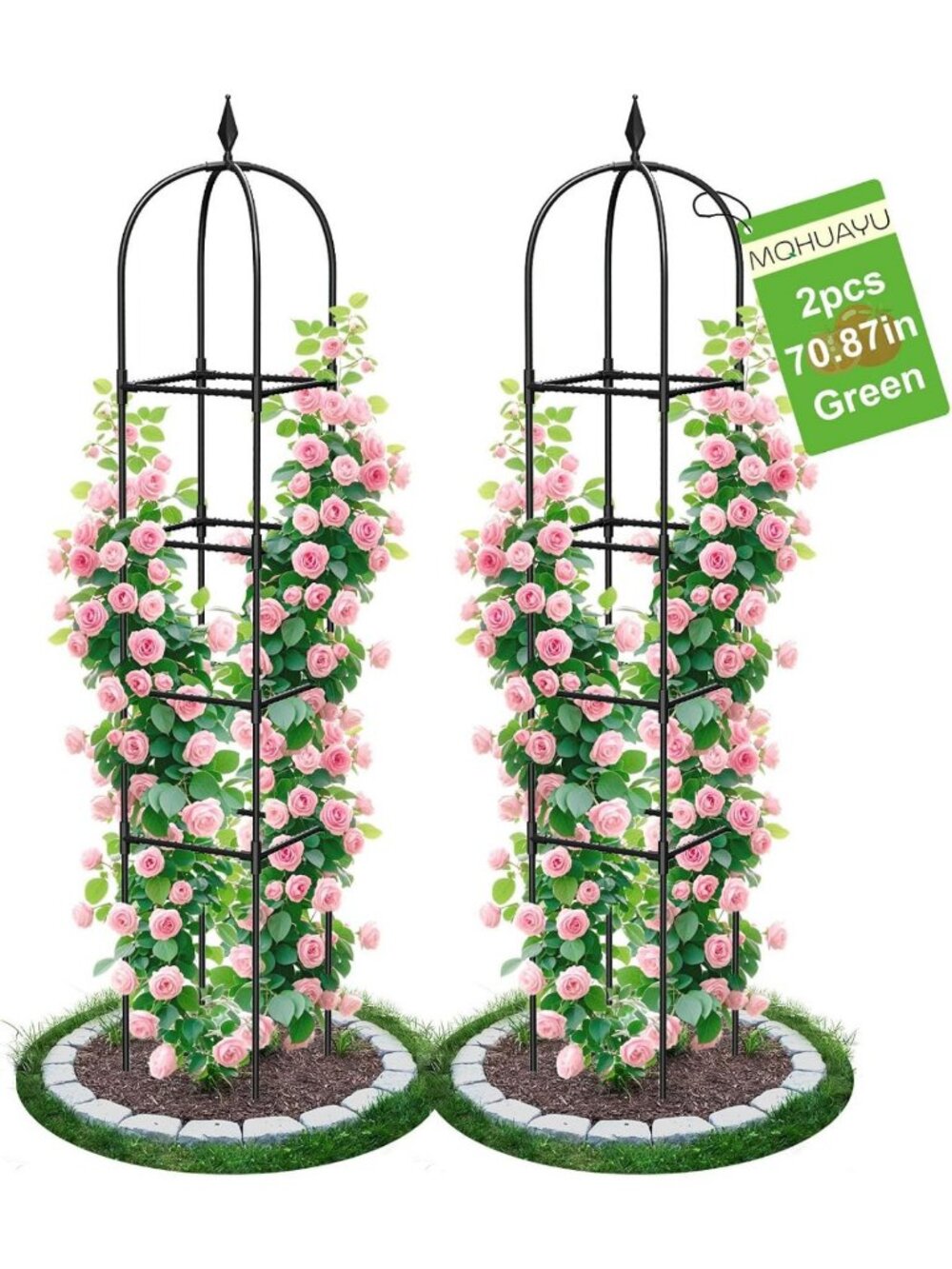 2 Pack Metal Garden Trellis for Climbing Plants - 71" Rustproof Plant Support